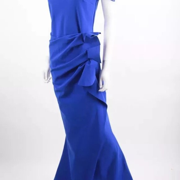 Chiara Boni La Petite Robe Amparo One-Shoulder Jersey Gown Dress Sz 10 Blue NWT - Picture 4 of 8